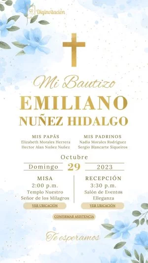 Bautizo, azul, dorado, blanco, niño, cruz