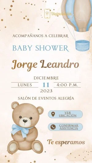 oso, azul, beige, cafe, globo, baby shower, niño