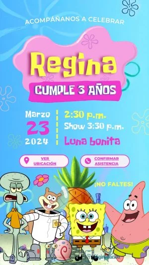 Invitación interactiva Cumpleaños niña Bob Esponja