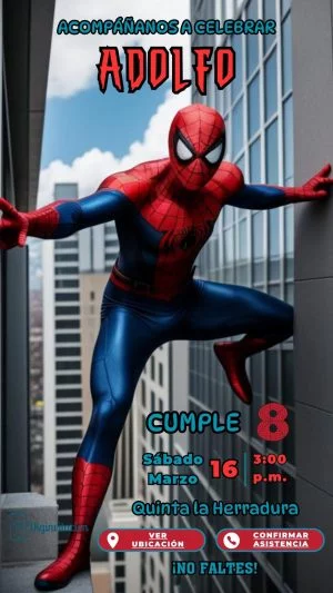 Invitación interactiva Cumpleaños niño Spiderman