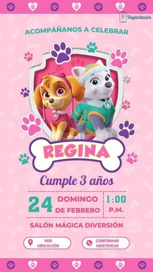 Paw patrol, niña, skye, everest, rosa