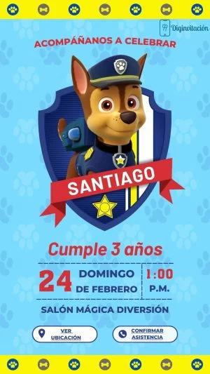 Paw patrol, niño,chase, policia, azul